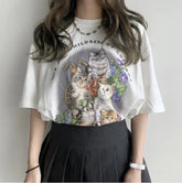Graphic Oversized White Short Sleeve Femme Cute Grunge Y2k T-shirt